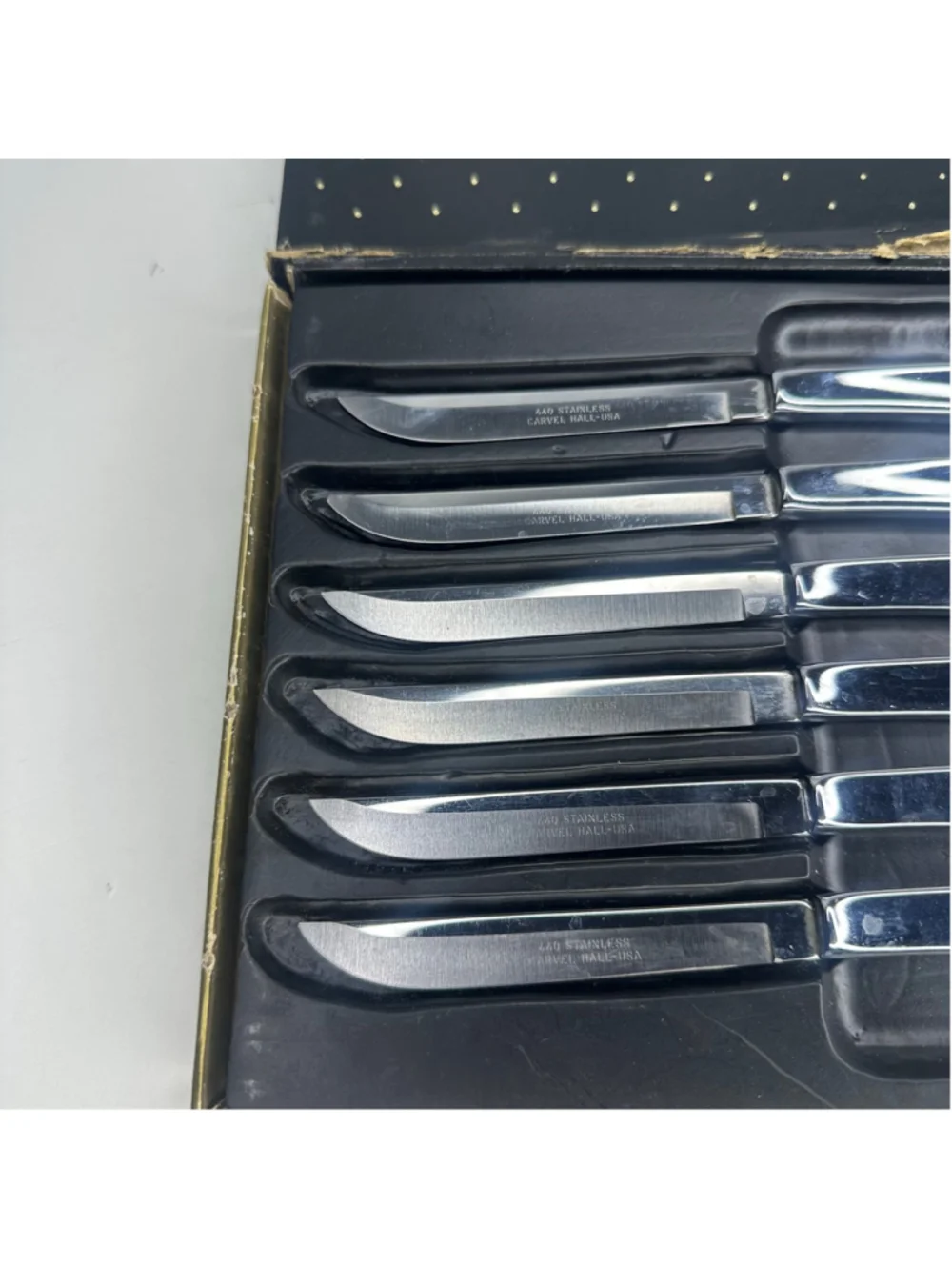 Vintage Carvel Hall Chas D Briddell 6 Steak Knife Set 440 Stainless USA Case MCM